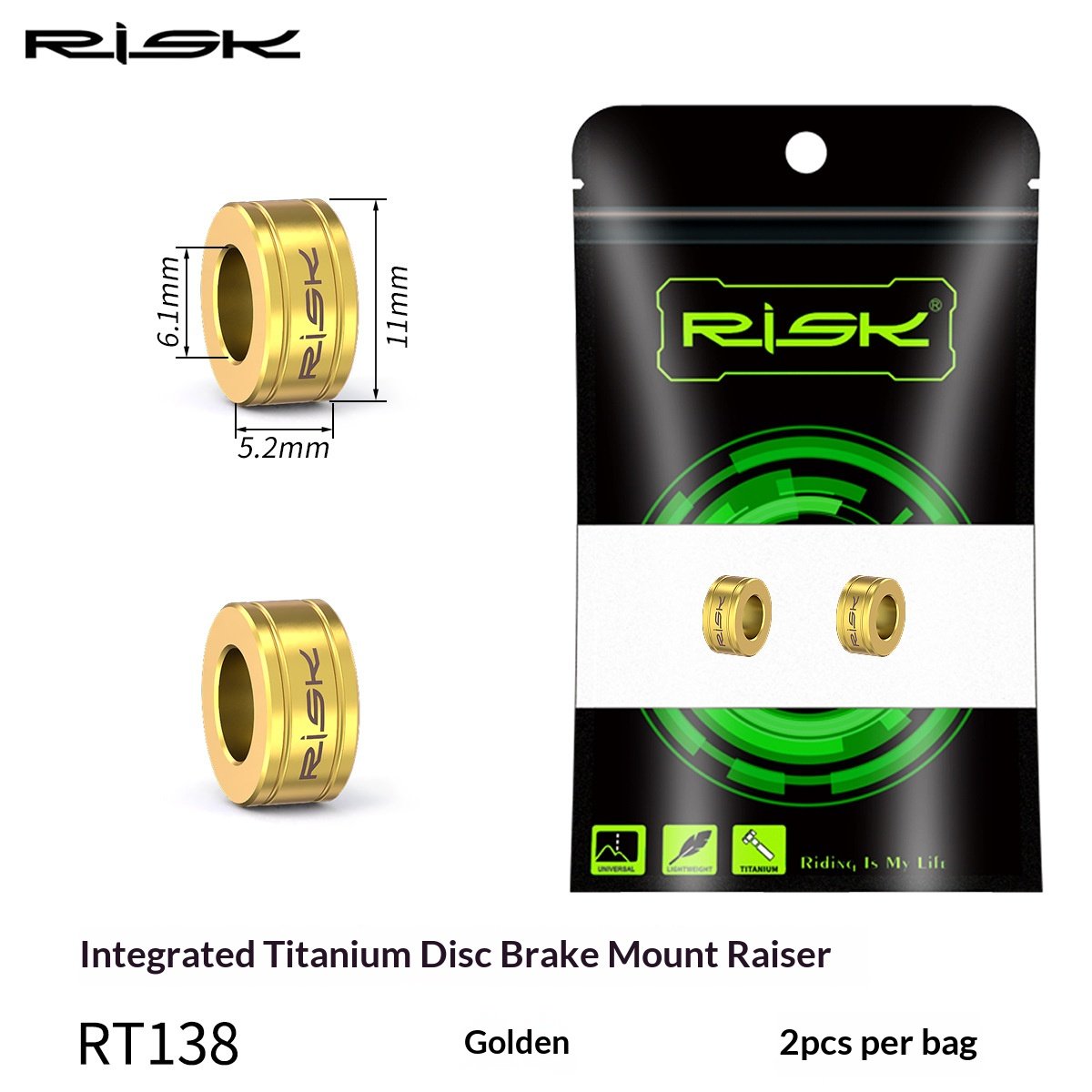 RISK M6 Titanium Alloy Disc Brake Caliper Spacers for MTB Small Wheel Bike XT XTR RT064 RT138