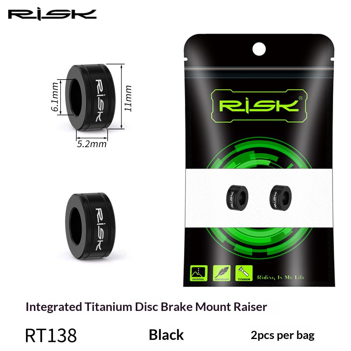 RISK M6 Titanium Alloy Disc Brake Caliper Spacers for MTB Small Wheel Bike XT XTR RT064 RT138