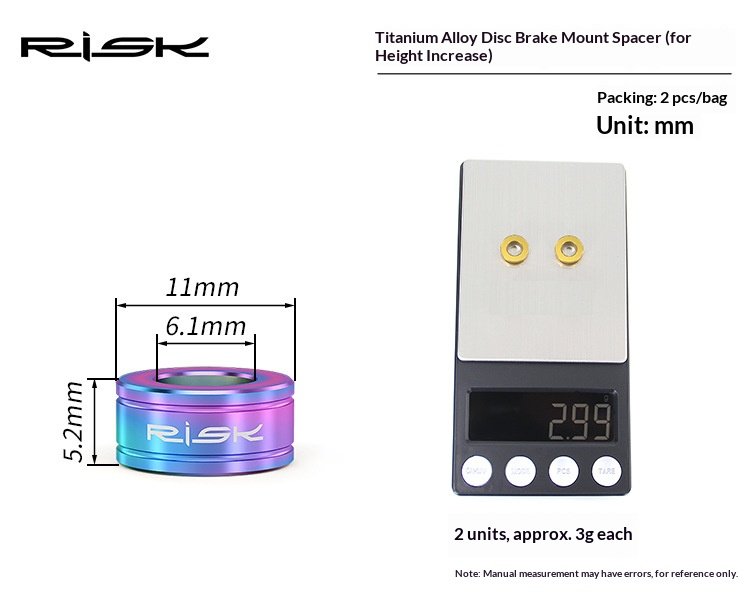 RISK M6 Titanium Alloy Disc Brake Caliper Spacers for MTB Small Wheel Bike XT XTR RT064 RT138