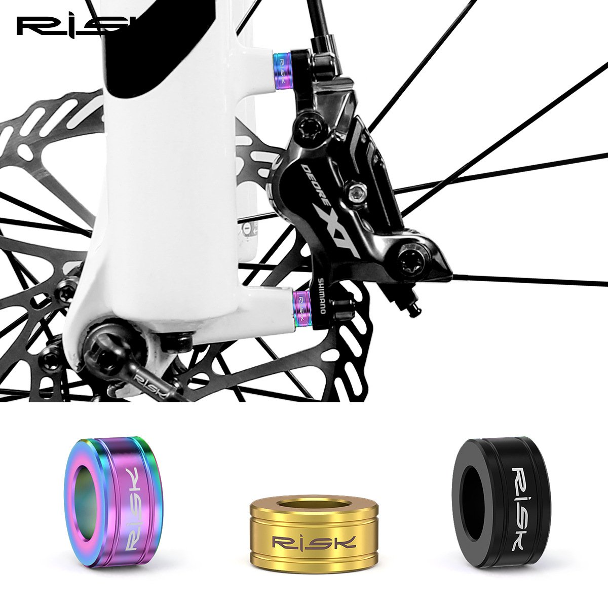 RISK M6 Titanium Alloy Disc Brake Caliper Spacers for MTB Small Wheel Bike XT XTR RT064 RT138
