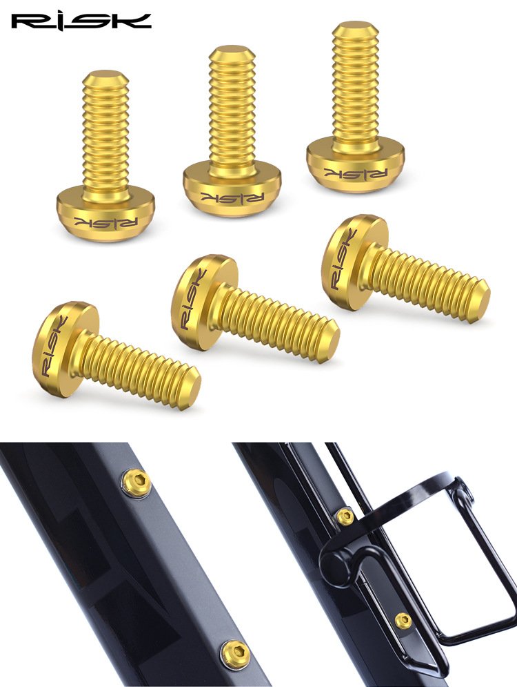 RISK Parts Titanium Alloy Water Bottle Cage Mounting Screw M5x12mm with Washer for Mountain and Road Bikes RT014/RT015