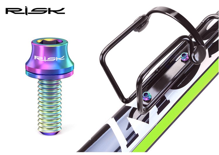 RISK Parts Titanium Alloy Water Bottle Cage Mounting Screw M5x12mm with Washer for Mountain and Road Bikes RT014/RT015