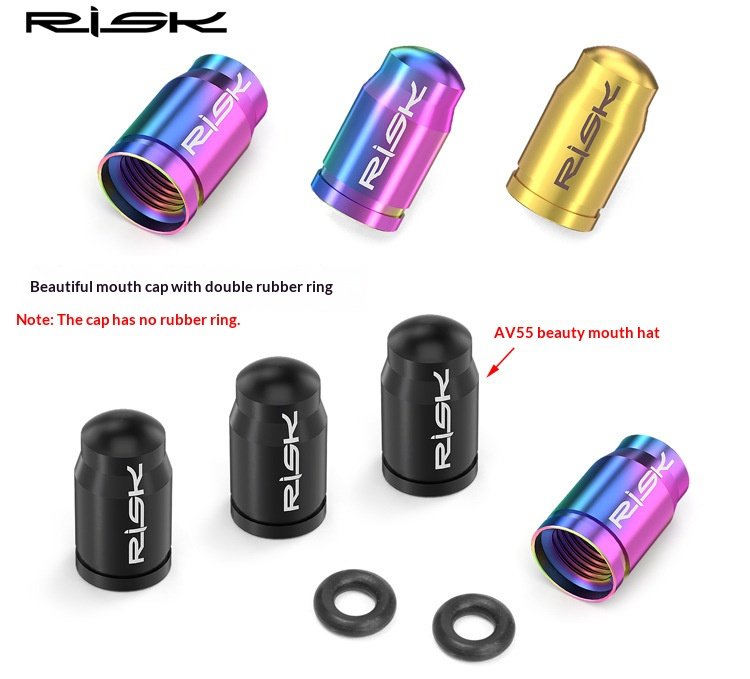 RISK FV55/AV55 Titanium Bicycle Valve Caps – Presta & Schrader Bike Tire Valve Dust Covers for Road MTB Bikes