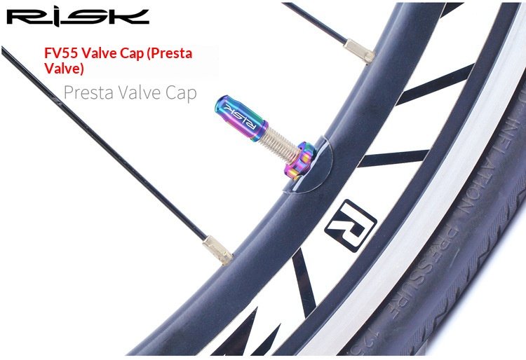 RISK FV55/AV55 Titanium Bicycle Valve Caps – Presta & Schrader Bike Tire Valve Dust Covers for Road MTB Bikes