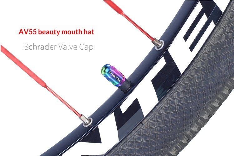 RISK FV55/AV55 Titanium Bicycle Valve Caps – Presta & Schrader Bike Tire Valve Dust Covers for Road MTB Bikes