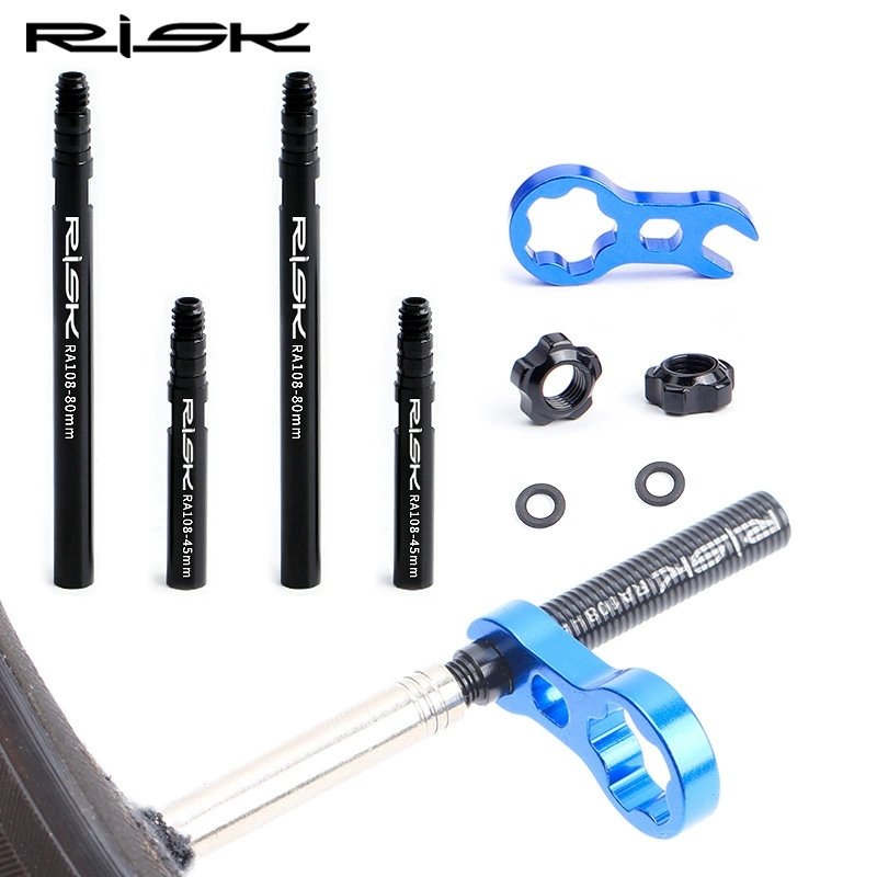 RISK RA108 Presta Valve Extenders 45mm 80mm Bicycle Tire Valve Extension for Road Bike Deep Rim Wheels