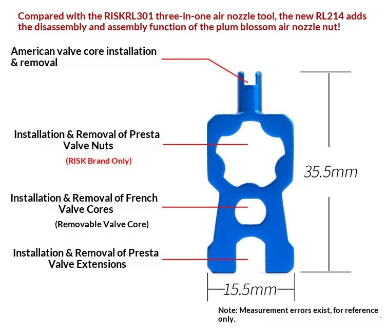 RISK RL301/RL214 Aluminum Bicycle Valve Core Removal Tool for Presta & Schrader Valves