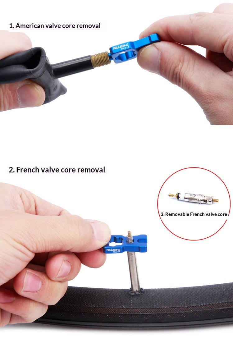 RISK RL301/RL214 Aluminum Bicycle Valve Core Removal Tool for Presta & Schrader Valves