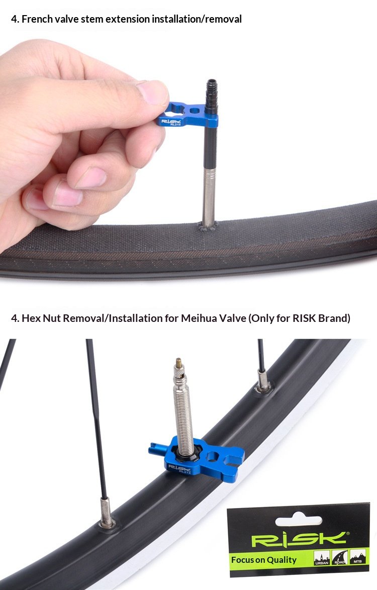 RISK RL301/RL214 Aluminum Bicycle Valve Core Removal Tool for Presta & Schrader Valves