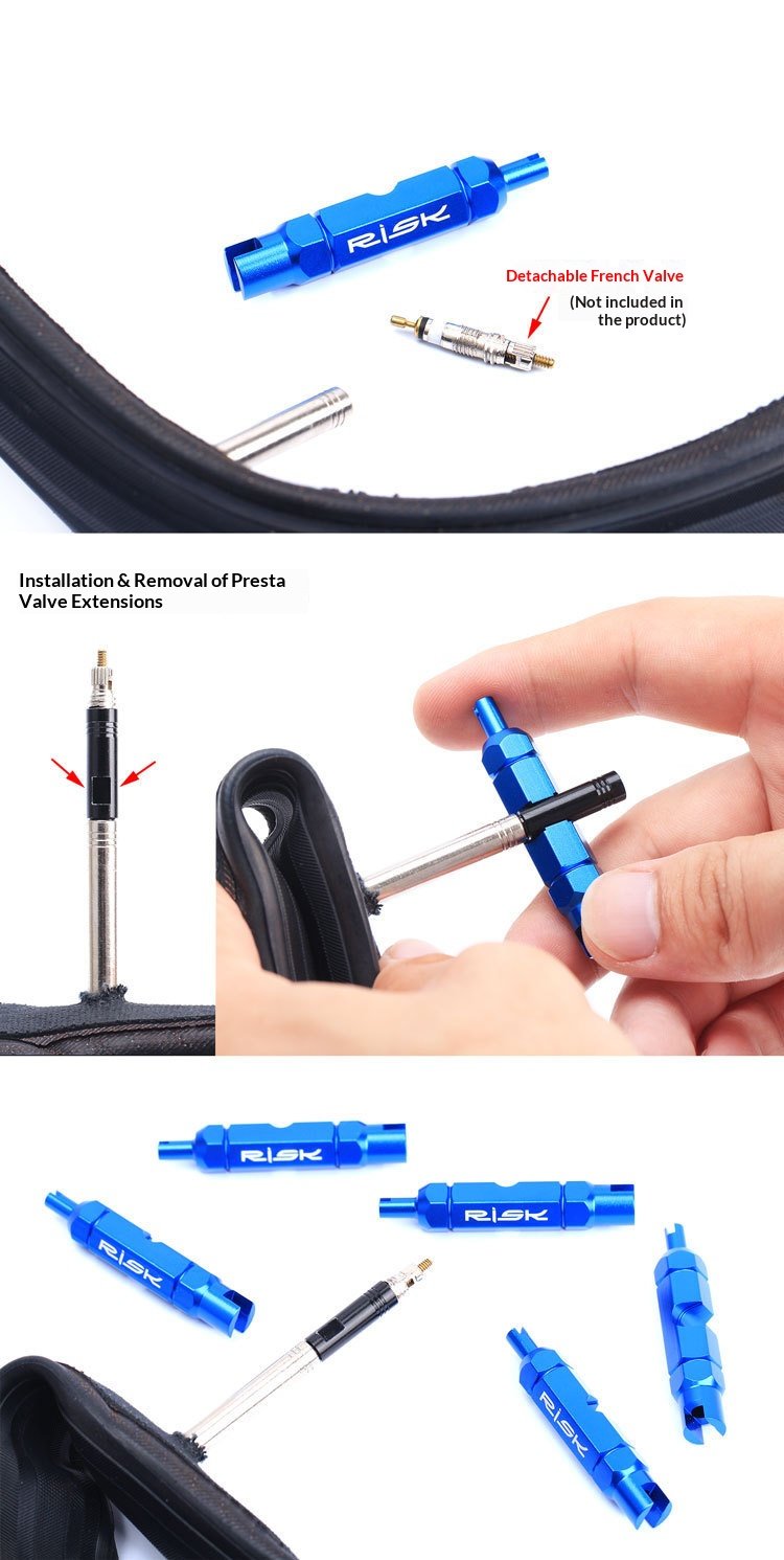 RISK RL301/RL214 Aluminum Bicycle Valve Core Removal Tool for Presta & Schrader Valves