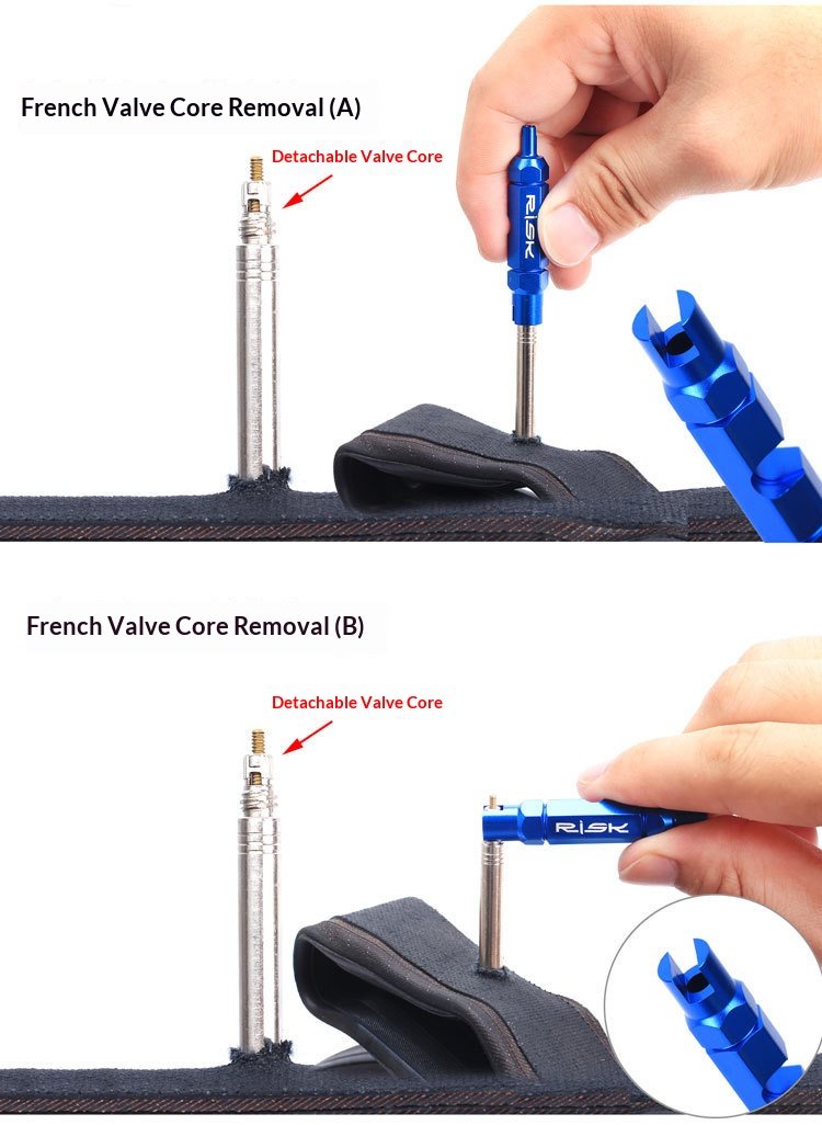 RISK RL301/RL214 Aluminum Bicycle Valve Core Removal Tool for Presta & Schrader Valves