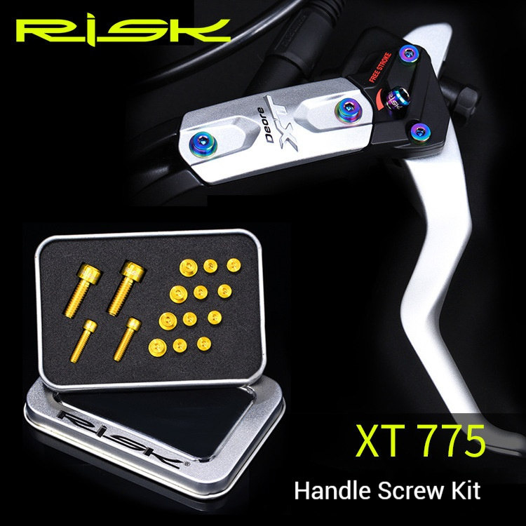 RISK Parts Mountain Bike XT Brake Lever M775 Oil Disc Brake Handle Cylinder Cover Titanium Alloy Screw Kit XT775
