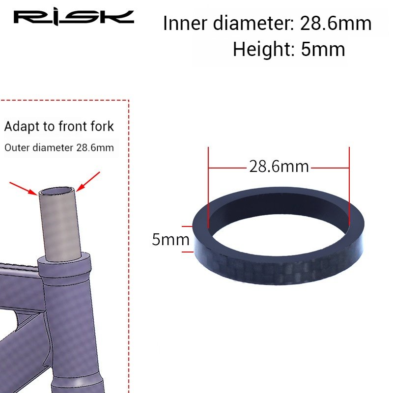 RISK Parts Road Bike 28.6mm/31.8mm Fork Headset Carbon Fiber Washer OD2 Spacer Ring RA120