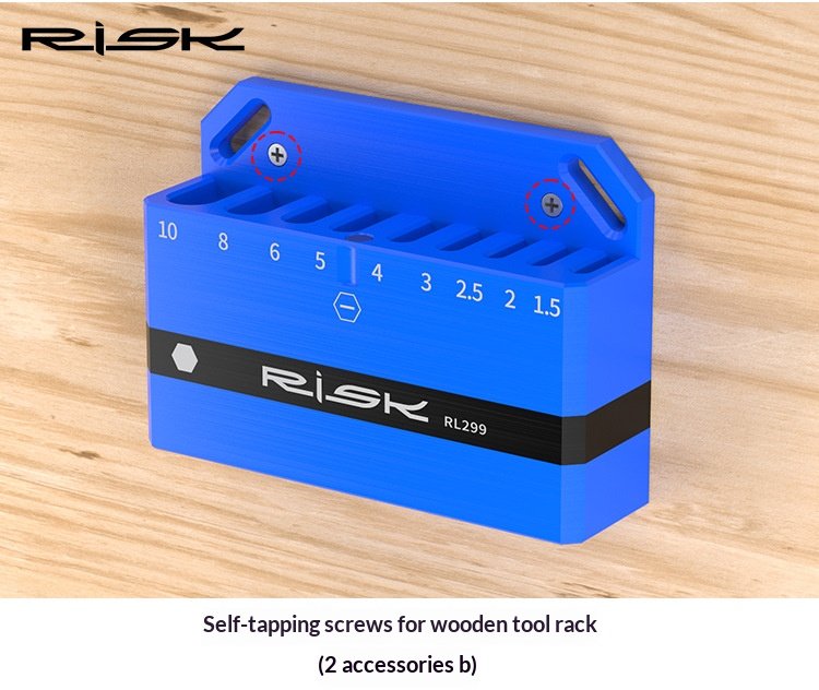 RISK Wall-Mounted Organizer Rack for Long Hex Key & Torx Wrench Sets, Bike Tool Storage Holder, RL299/RL300
