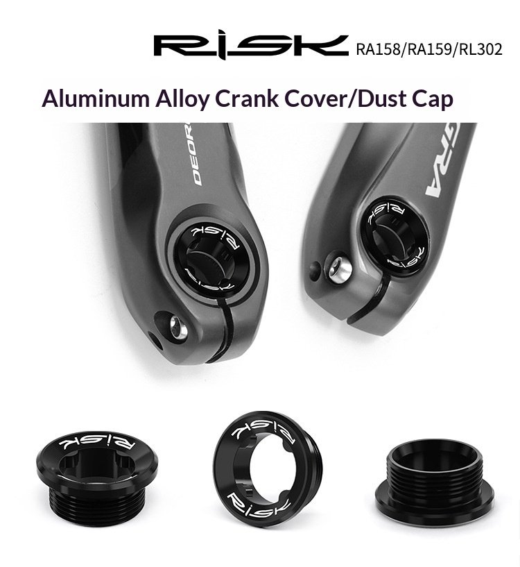 RISK Aluminum Bike Crank Cap, Chainring Dust Cover & Crank Cap Tool for Hollowtech Cranks RA158/RA159/RL302
