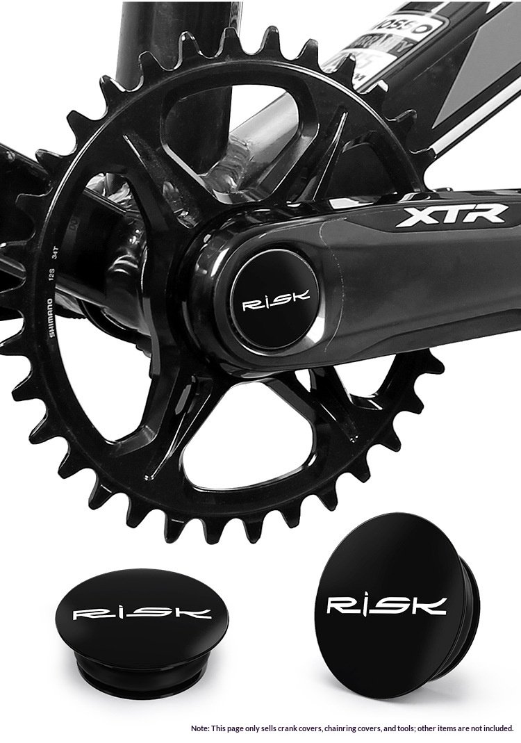 RISK Aluminum Bike Crank Cap, Chainring Dust Cover & Crank Cap Tool for Hollowtech Cranks RA158/RA159/RL302
