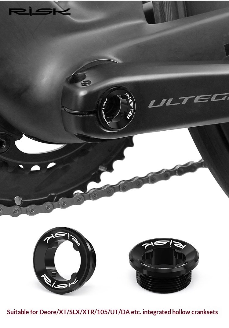 RISK Aluminum Bike Crank Cap, Chainring Dust Cover & Crank Cap Tool for Hollowtech Cranks RA158/RA159/RL302