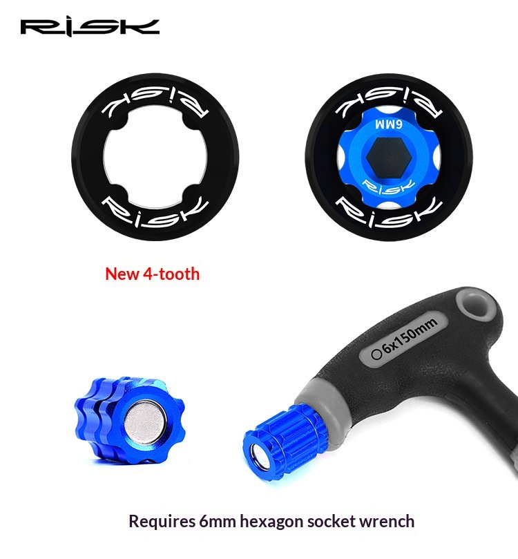 RISK Aluminum Bike Crank Cap, Chainring Dust Cover & Crank Cap Tool for Hollowtech Cranks RA158/RA159/RL302