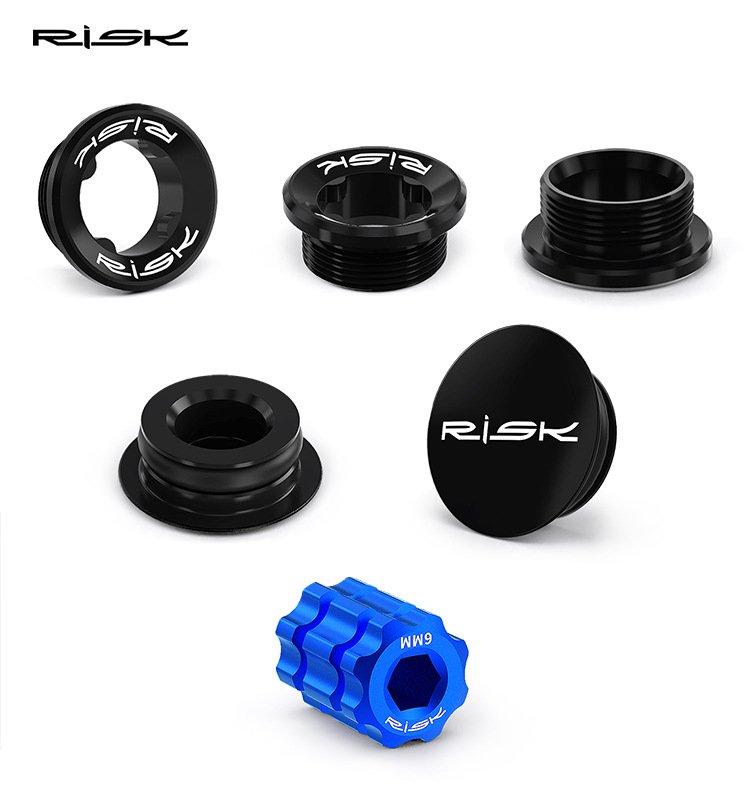 RISK Aluminum Bike Crank Cap, Chainring Dust Cover & Crank Cap Tool for Hollowtech Cranks RA158/RA159/RL302