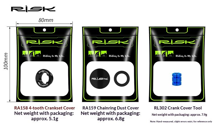 RISK Aluminum Bike Crank Cap, Chainring Dust Cover & Crank Cap Tool for Hollowtech Cranks RA158/RA159/RL302