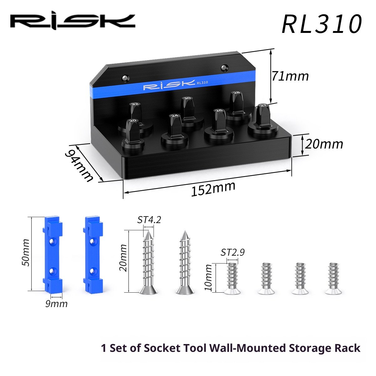 RISK Suspension Fork Top Cap Socket Tool for MTB Air Fork Hex Shoulder Caps 20-32mm