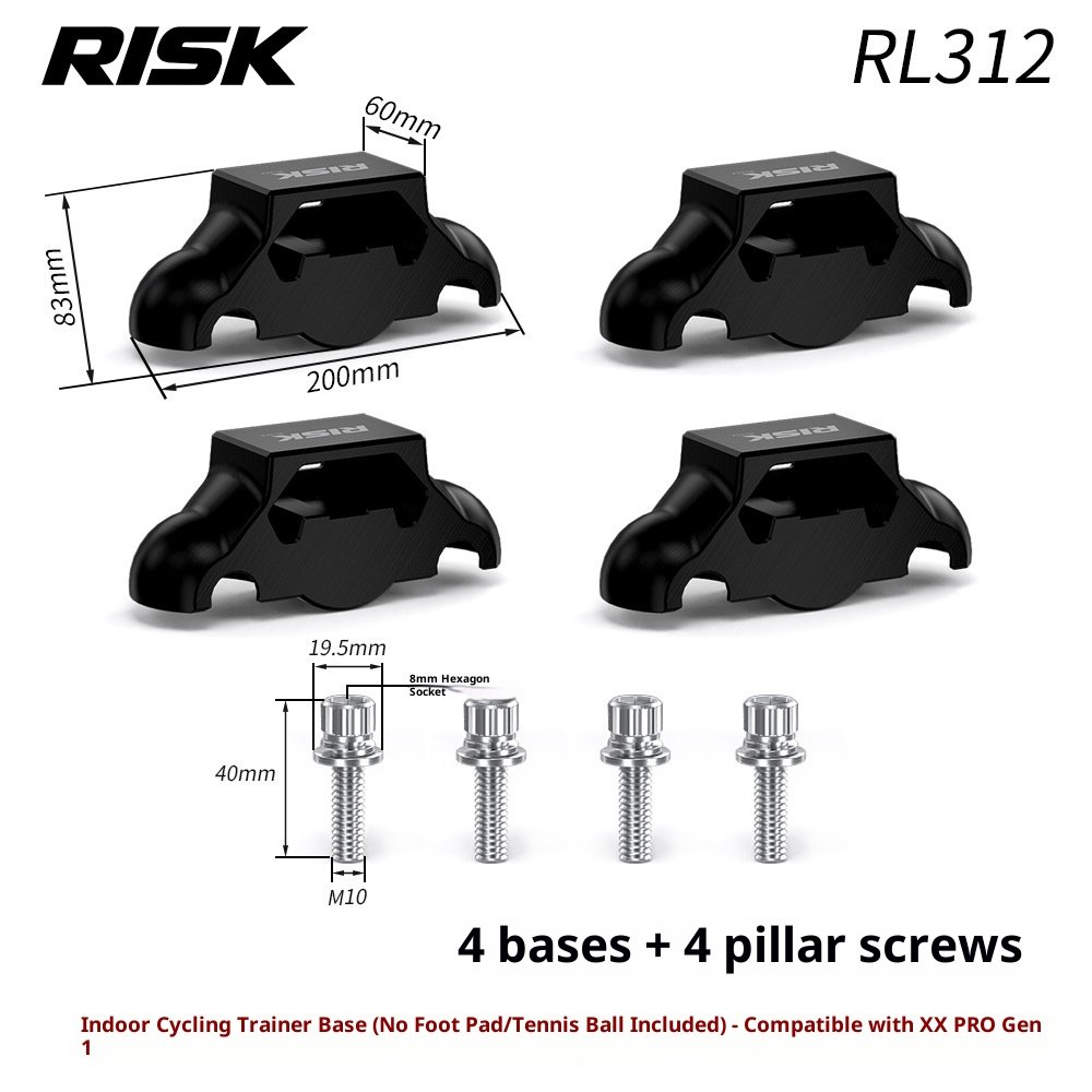 RISK Rocker Feet Base Kit for Indoor Bike Trainers – Shock-Absorbing Tennis Ball Pads for X2, X2 MAX, XX PRO Gen 1/Gen 2/Folding Models