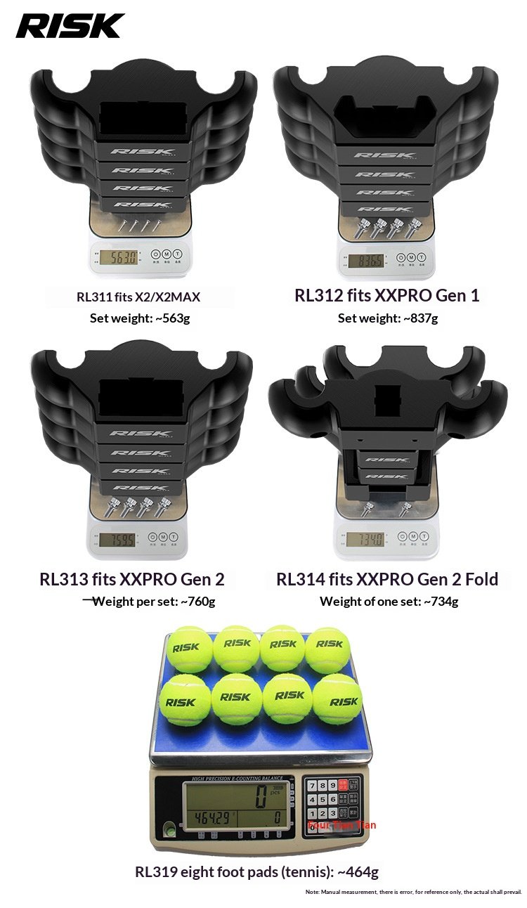 RISK Rocker Feet Base Kit for Indoor Bike Trainers – Shock-Absorbing Tennis Ball Pads for X2, X2 MAX, XX PRO Gen 1/Gen 2/Folding Models