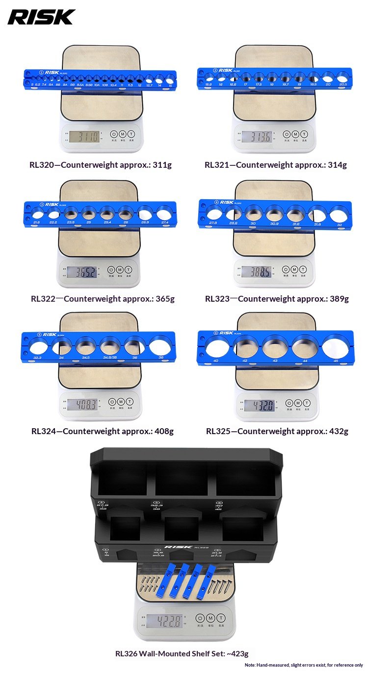 RISK RL320–RL326 Bicycle Bench Vise Clamp Blocks Set, Aluminum Bike Repair Holding Fixture for Bottom Bracket, Hub, Fork, Shock, Pedal and Crank Maintenance