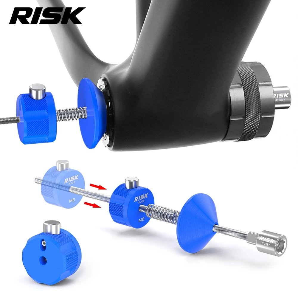 RISK RL327–RL330 Bicycle Bottom Bracket & Center Lock Anti-Drop Tool, Quick Release Retaining Fixture with Ratchet Wrench and Wall Storage Rack