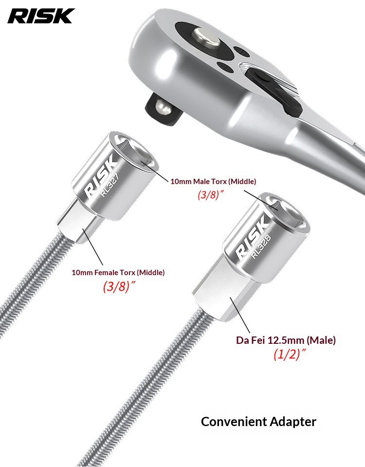 RISK RL327–RL330 Bicycle Bottom Bracket & Center Lock Anti-Drop Tool, Quick Release Retaining Fixture with Ratchet Wrench and Wall Storage Rack