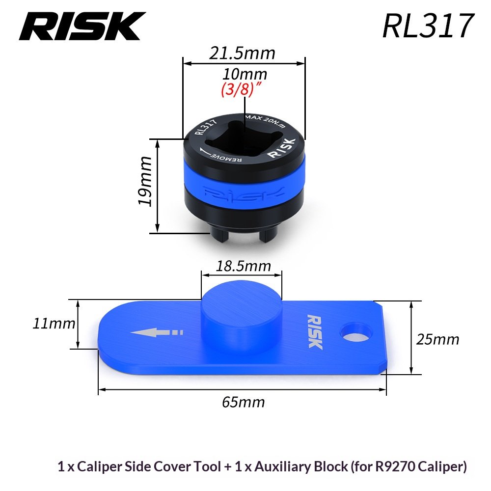 RISK RT146 Titanium Disc Brake Caliper Piston Repair Kit for Shimano R7170 R8170 R9270, Piston O-Rings, Reset Tool, Side Cover Tool and 3/8″ Ratchet Wrench