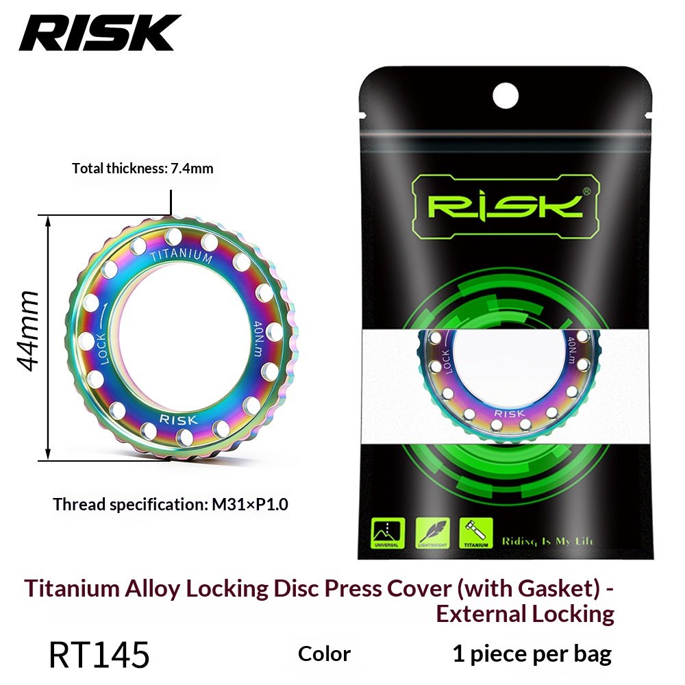 RISK RT144/RT145 Titanium Center Lock Disc Rotor Lockring with Washer, Internal & External Type for Road Bike Centerlock Hubs