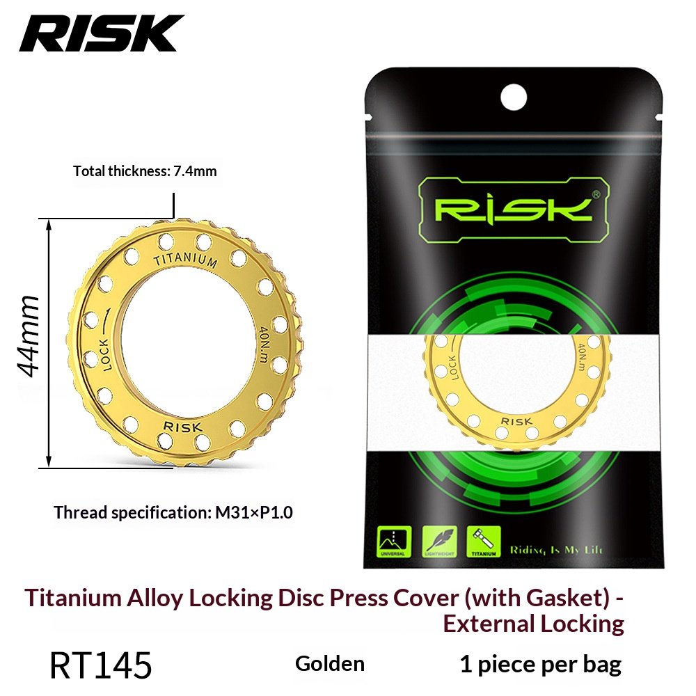 RISK RT144/RT145 Titanium Center Lock Disc Rotor Lockring with Washer, Internal & External Type for Road Bike Centerlock Hubs