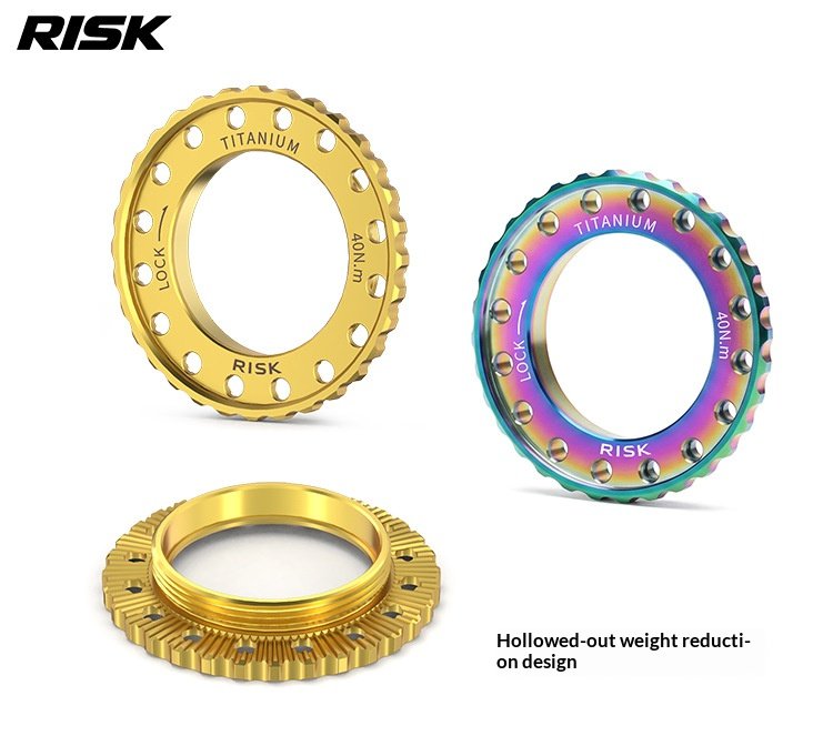 RISK RT144/RT145 Titanium Center Lock Disc Rotor Lockring with Washer, Internal & External Type for Road Bike Centerlock Hubs