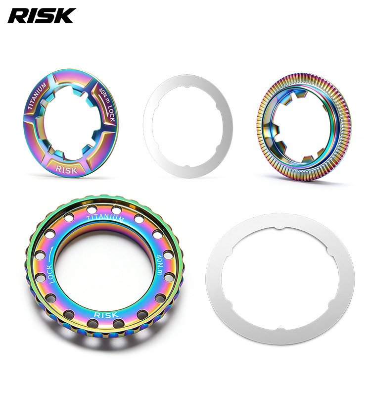 RISK RT144/RT145 Titanium Center Lock Disc Rotor Lockring with Washer, Internal & External Type for Road Bike Centerlock Hubs