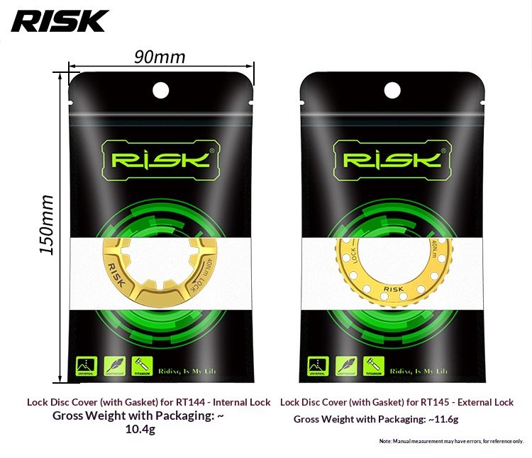 RISK RT144/RT145 Titanium Center Lock Disc Rotor Lockring with Washer, Internal & External Type for Road Bike Centerlock Hubs