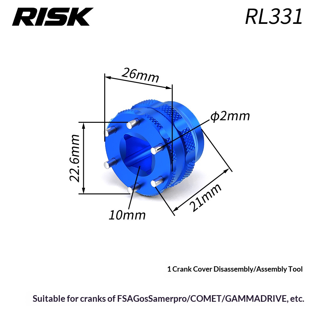 RISK RL331 Bicycle Crank Cover Removal Tool for FSA Gossamer Pro / COMET / GAMMA DRIVE Cranks, with Optional RL327 3/8″ Quick Release Anti-Drop Tool