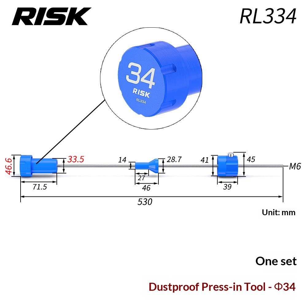 RISK RL332–RL341 Bicycle Suspension Fork Dust Seal Press Tool, Oil Seal Installation Tool for 30/32/34/35/36/37/38/40mm Forks with Wall Storage Rack