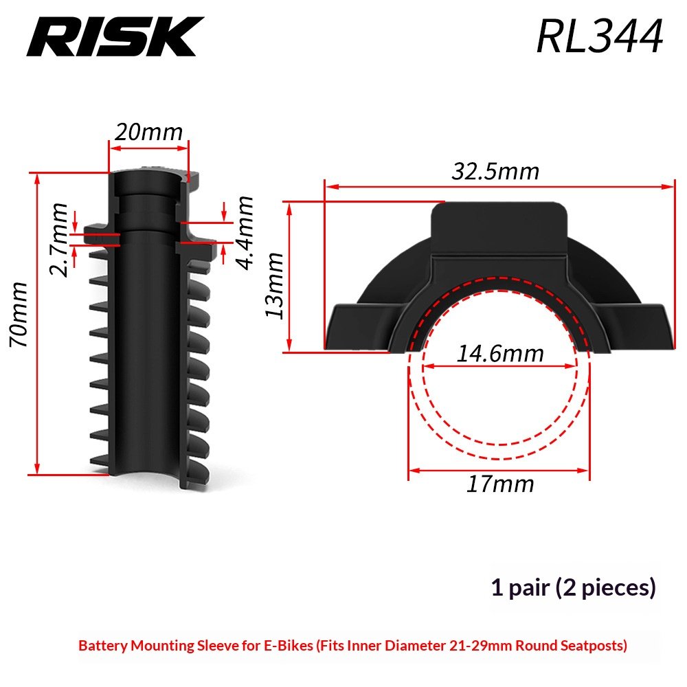 RISK RL343/RL344 Di2 Electronic Shifting Battery Holder Sleeve for Round Seatposts, Rubber Battery Mount Adapter for Shimano BT-DN300