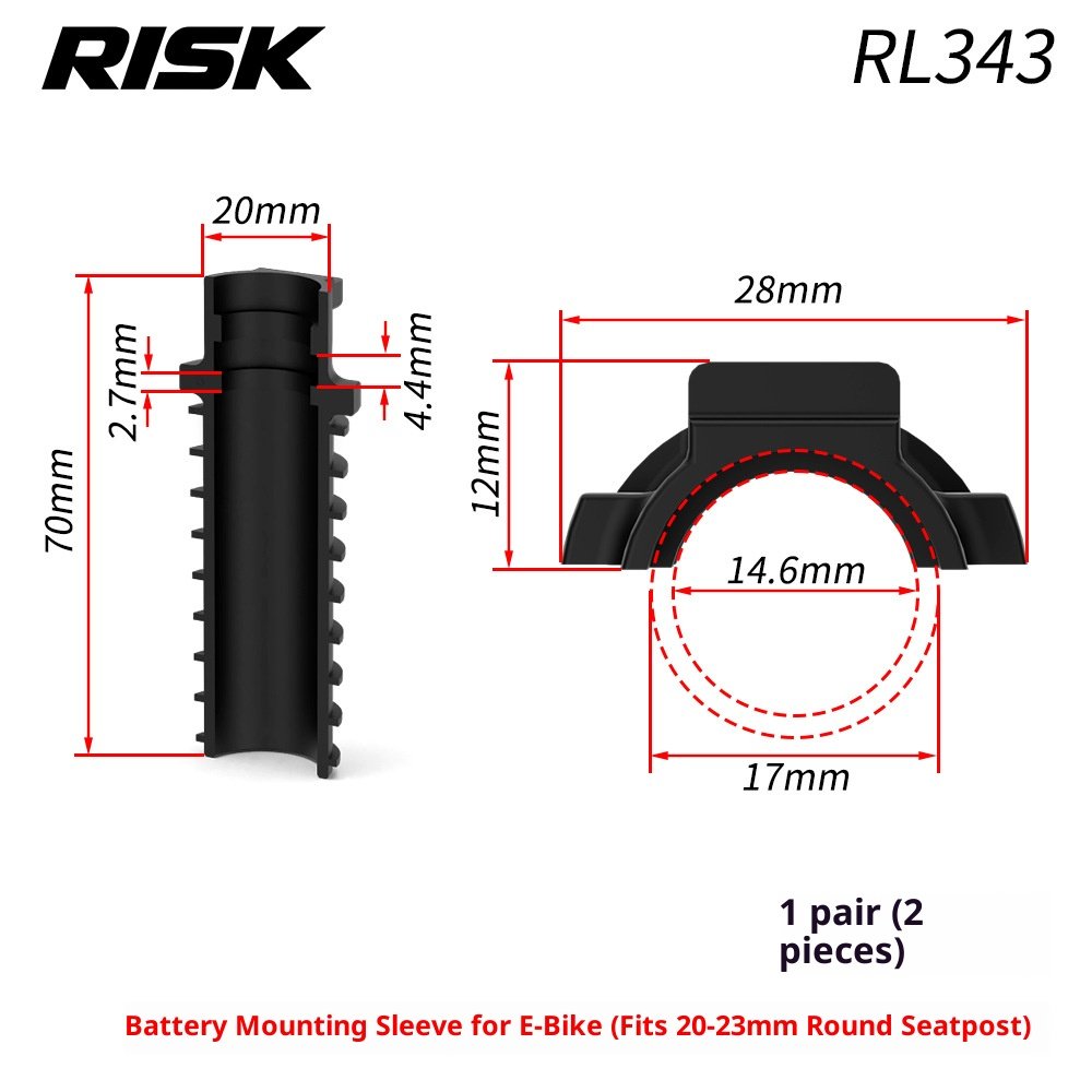 RISK RL343/RL344 Di2 Electronic Shifting Battery Holder Sleeve for Round Seatposts, Rubber Battery Mount Adapter for Shimano BT-DN300