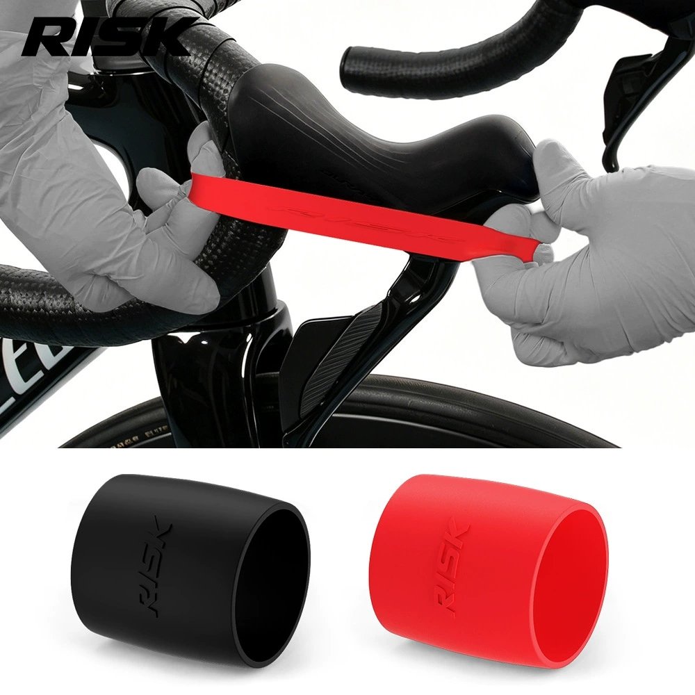 RISK RA161 Silicone Road Bike Handlebar Tape Finishing Rings Elastic Bar Tape End Bands – 2 Pcs