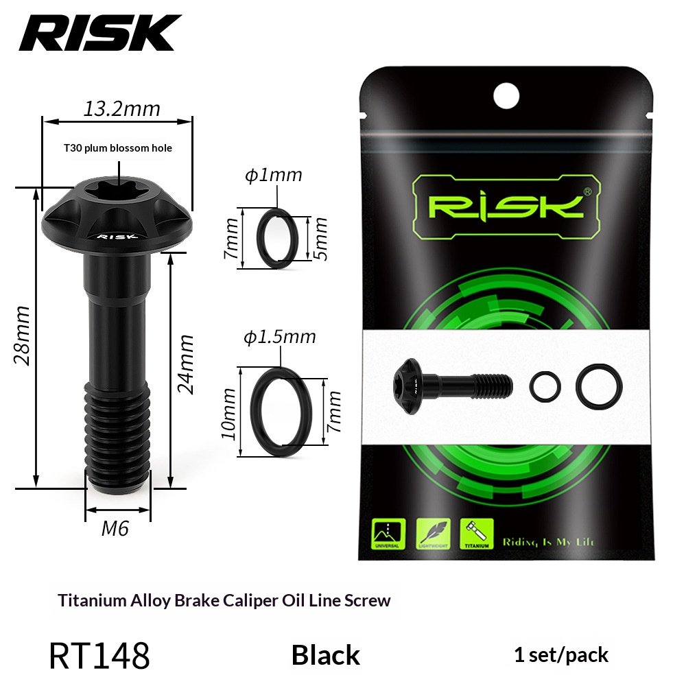 RISK Titanium Brake Caliper Bolts for Road Bike Hydraulic Disc Brakes, T30 M6 Locking Bolt & Banjo Oil Line Bolt for Shimano R7070 R8070 R8170