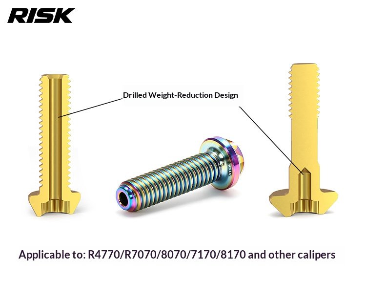 RISK Titanium Brake Caliper Bolts for Road Bike Hydraulic Disc Brakes, T30 M6 Locking Bolt & Banjo Oil Line Bolt for Shimano R7070 R8070 R8170