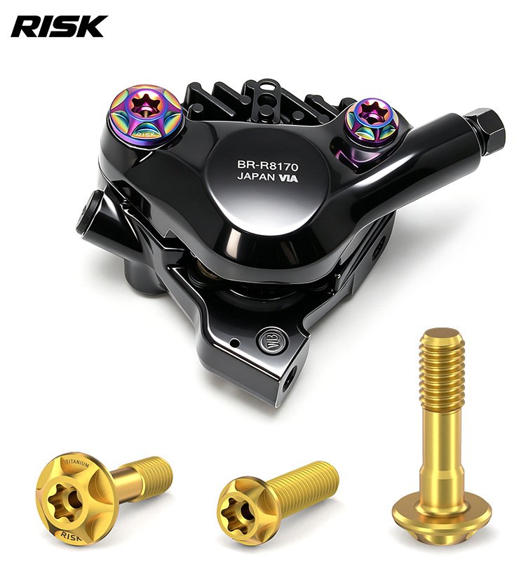 RISK Titanium Brake Caliper Bolts for Road Bike Hydraulic Disc Brakes, T30 M6 Locking Bolt & Banjo Oil Line Bolt for Shimano R7070 R8070 R8170