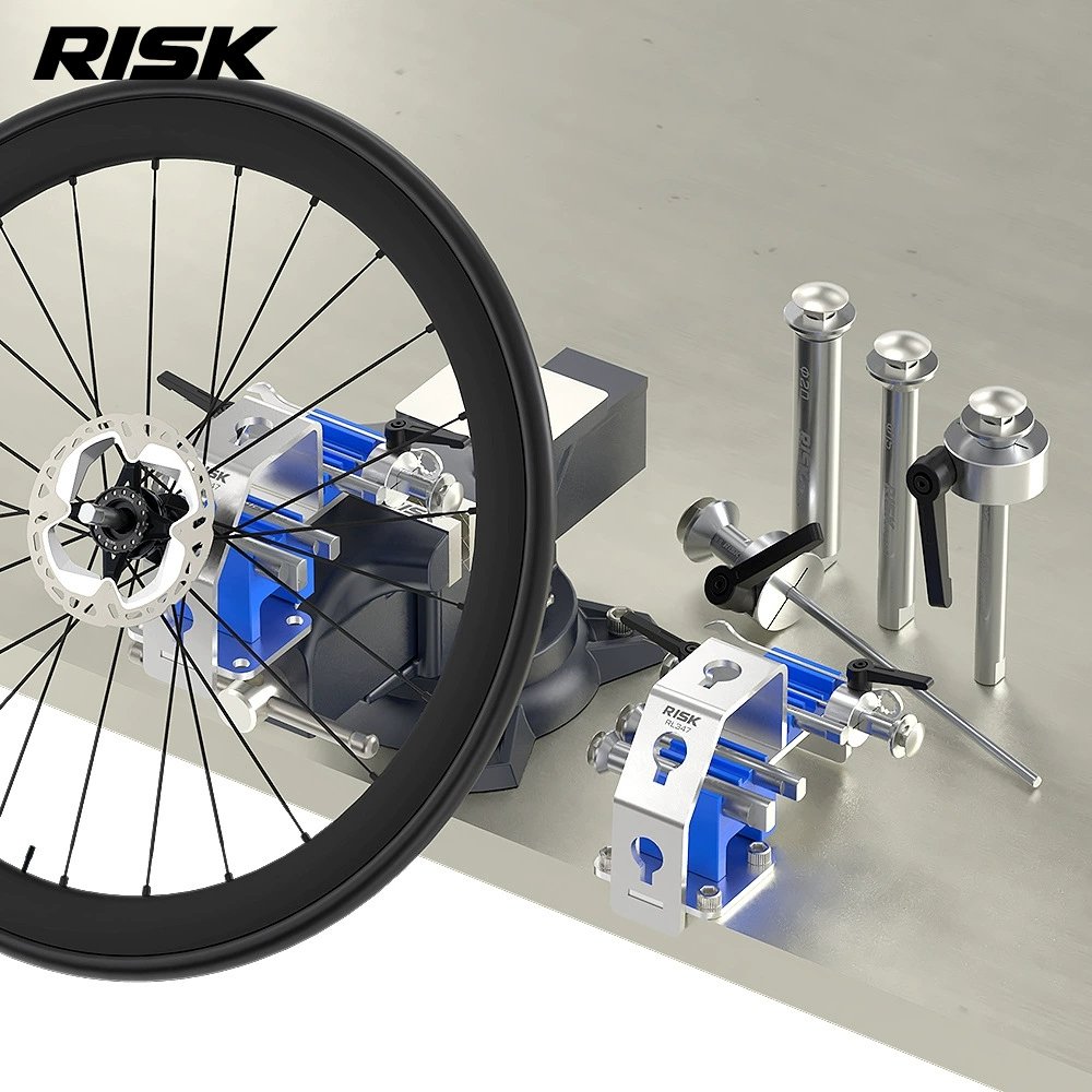 RISK RL347-350 Bicycle Wheel Hub Fixing Tool Set for MTB Road Bike Wheelset Maintenance, Quick Release & Thru Axle Hub Holder