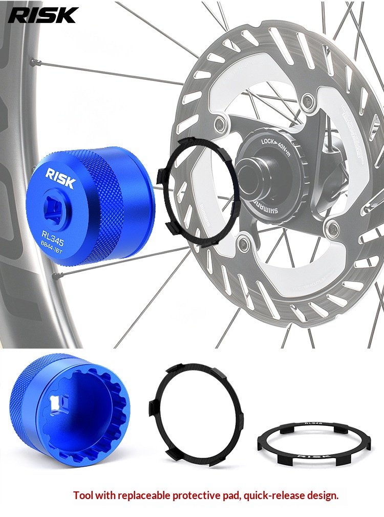 RISK RL345-346 Bike Centerlock Disc Rotor Lockring Removal Socket Tool for 44mm 16-Notch BB52 RS500 GXP Bottom Bracket