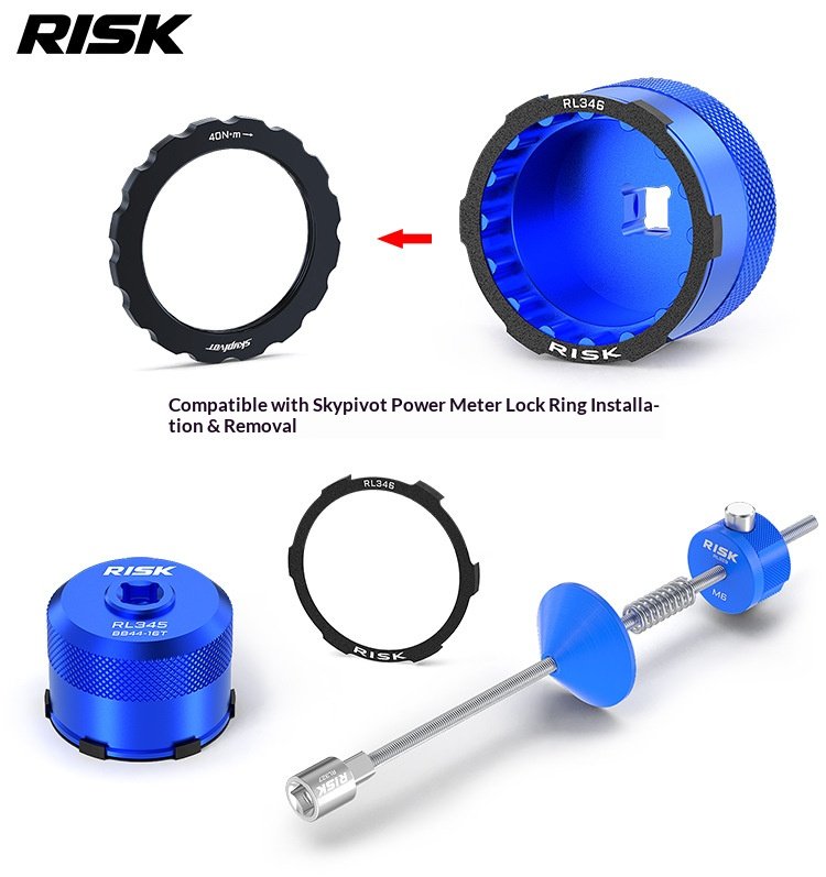 RISK RL345-346 Bike Centerlock Disc Rotor Lockring Removal Socket Tool for 44mm 16-Notch BB52 RS500 GXP Bottom Bracket