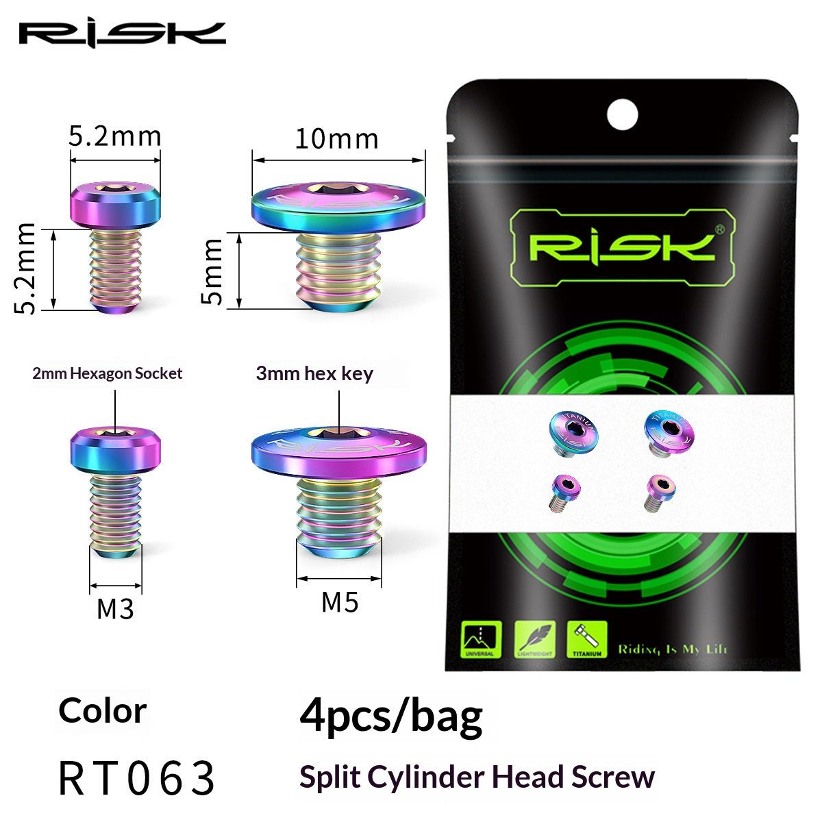 RISK RT062/RT063 Titanium Brake Lever Oil Reservoir Cover Screws for Shimano XT XTR M615 M675 M785 M8000 Hydraulic Disc Brakes