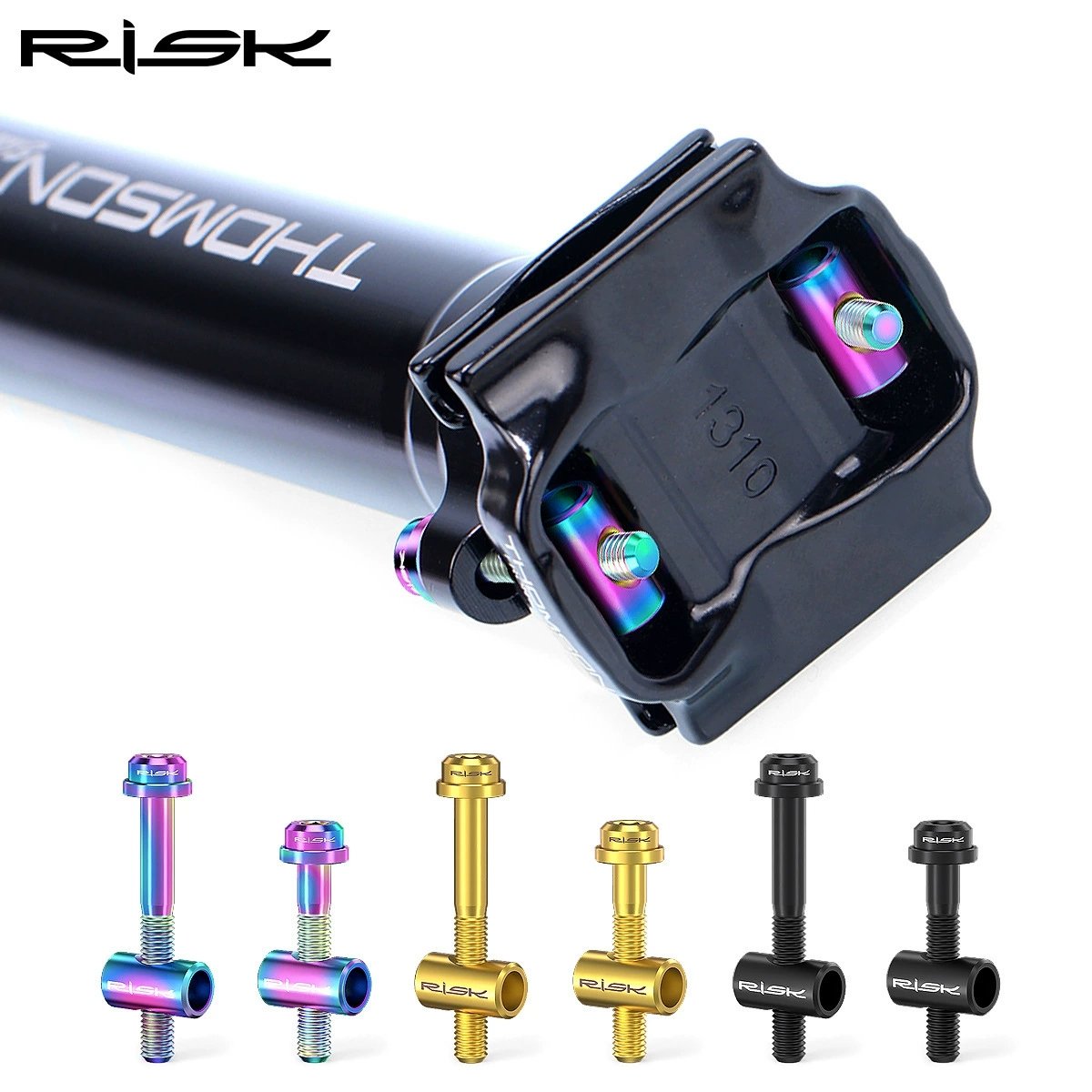 RISK RT029/RT030 Titanium M5 Seatpost Clamp Bolts 30mm/40mm for Bicycle Seatpost Stem Clamp, 2pcs