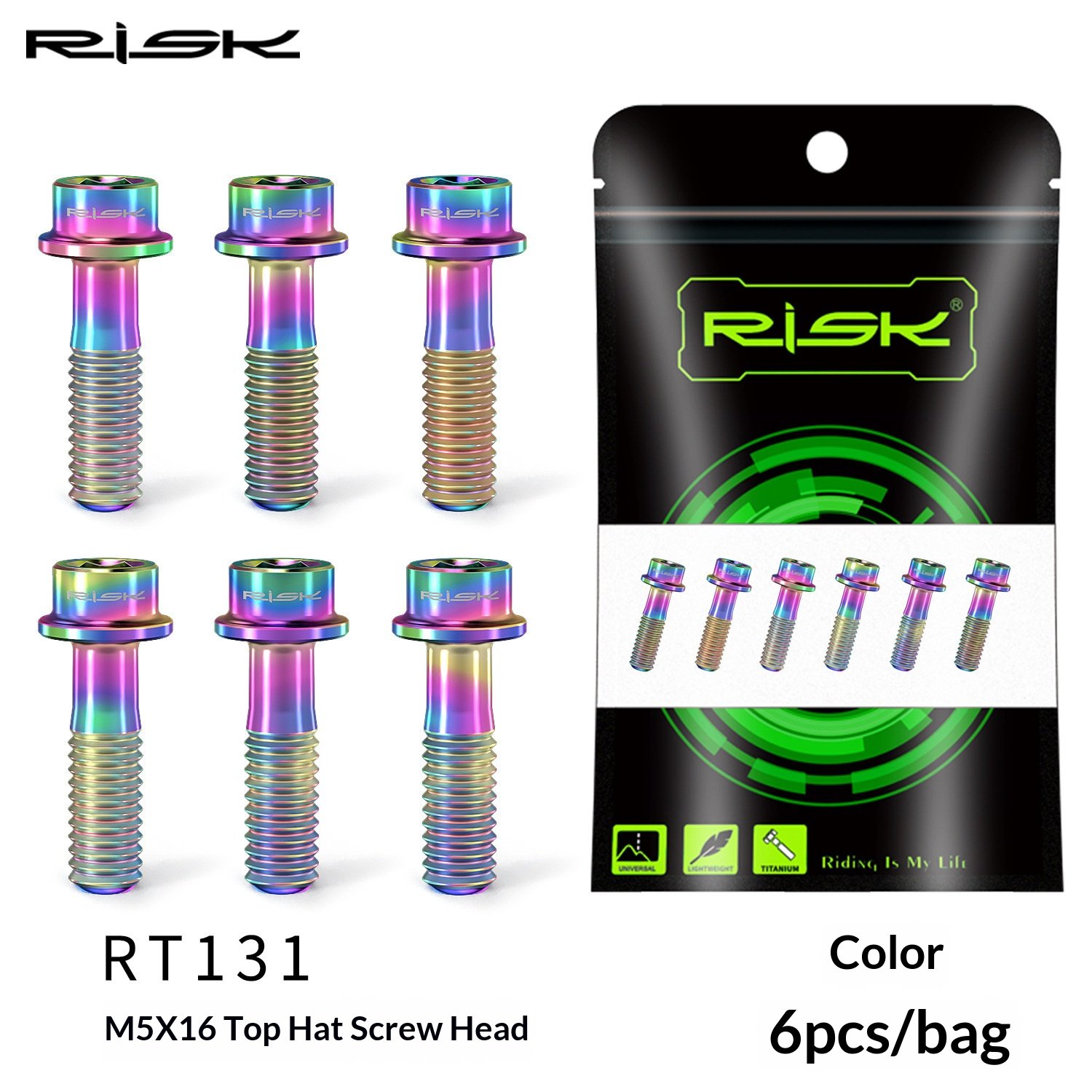 RISK RT131/RT132 Titanium M5 Stem Bolts 6pcs for Road MTB Bikes